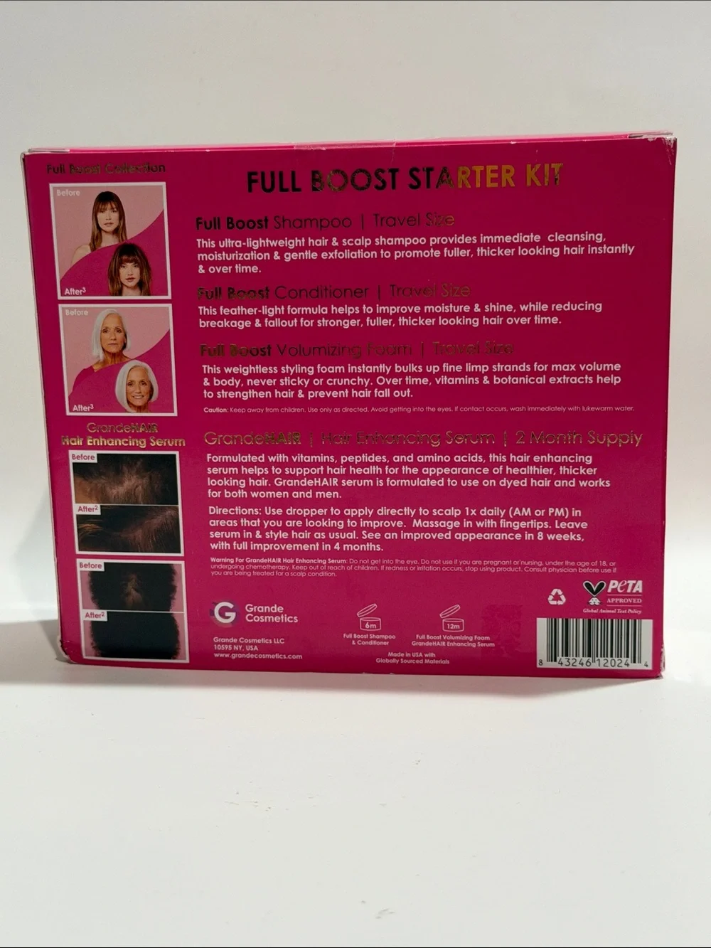 GRANDE HAIR FULL BOOST STARTER KIT•Scalp Care+Hair Repair Complexes•4 Pcs. NIB!